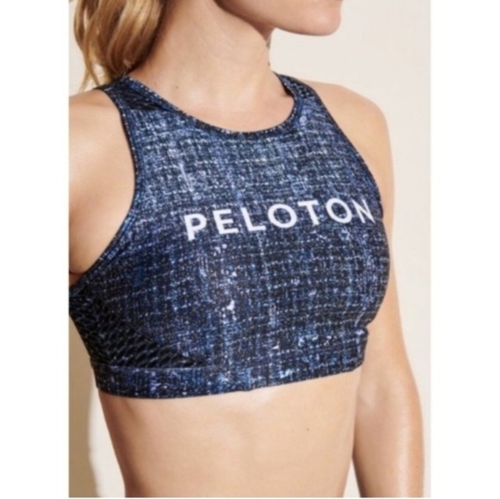 Peloton Sports bra‎ "WITH" Women's  collab,Stardust tweed,azul blue
